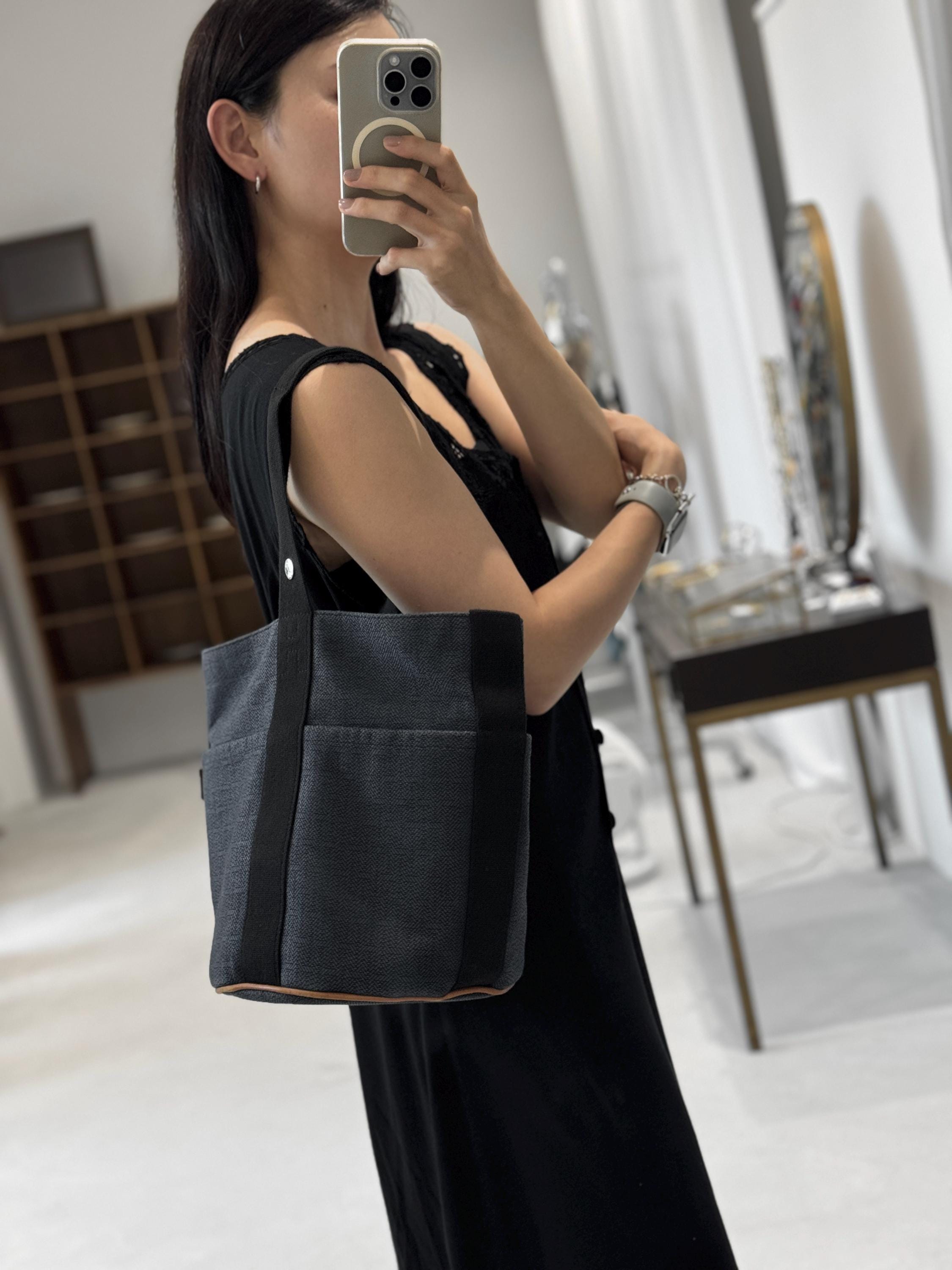 HERMES Saxo MM Canvas Hand Tote Bag Blue Vintage Authentic Etsy Canada