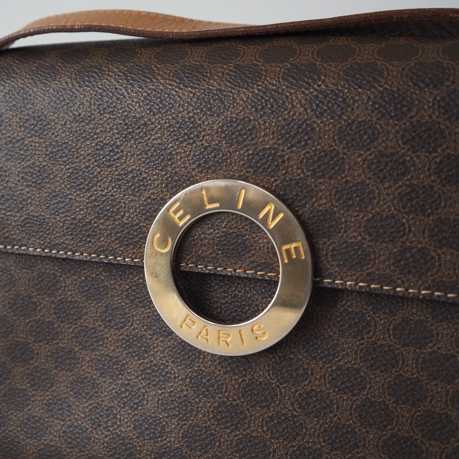 CELINE Macadam Circle Metal Shoulder Bag Authentic Vintage 