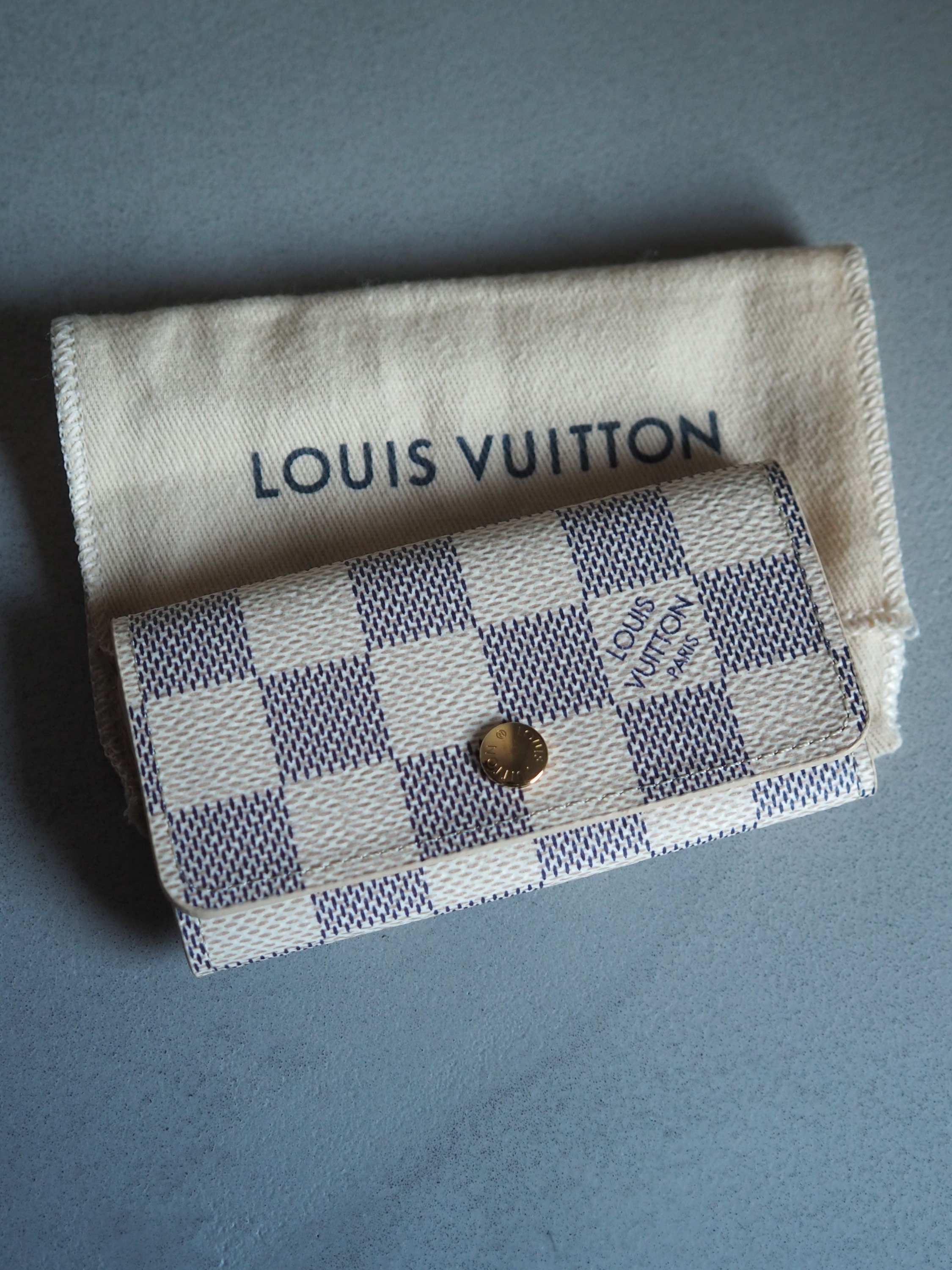 LOUIS VUITTON Damier Azur Multicles 4 Ring Key Case Vintage 