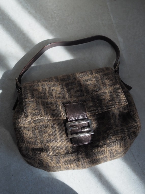 Vintage Fendi Roma Zucca Shoulder Bag from Italy