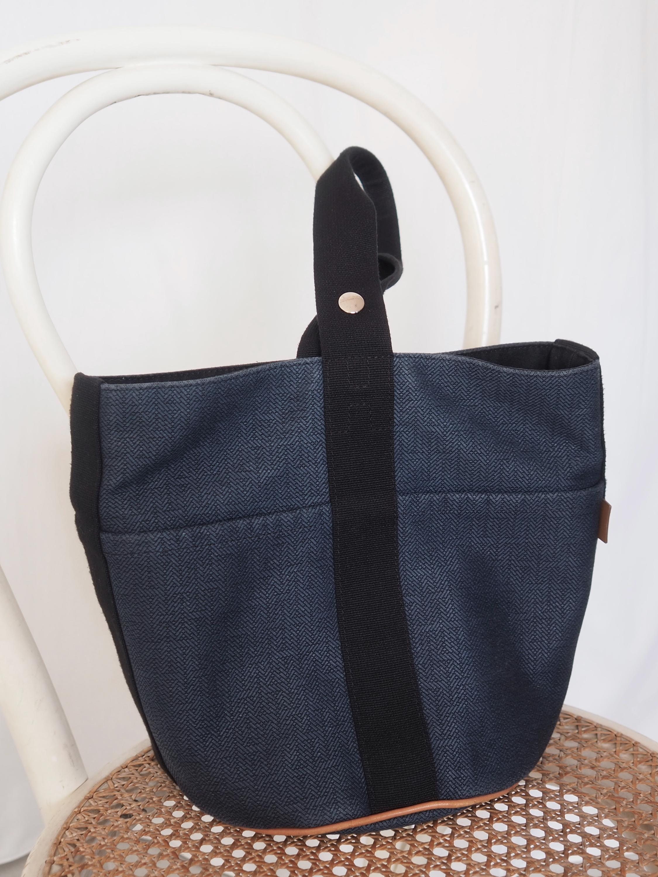 HERMES Saxo MM Canvas Hand Tote Bag Blue Vintage Authentic Etsy Canada