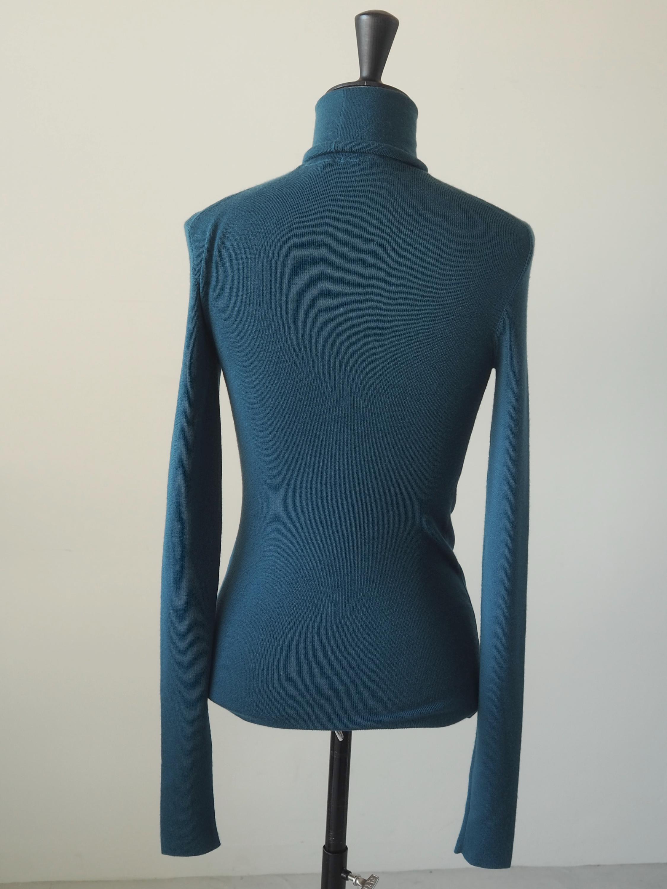 トップス HERMES by Martin Margiela High Neck Knit HERMES by Martin Margiela High Neck Long Sleeve Top Blue Vintage