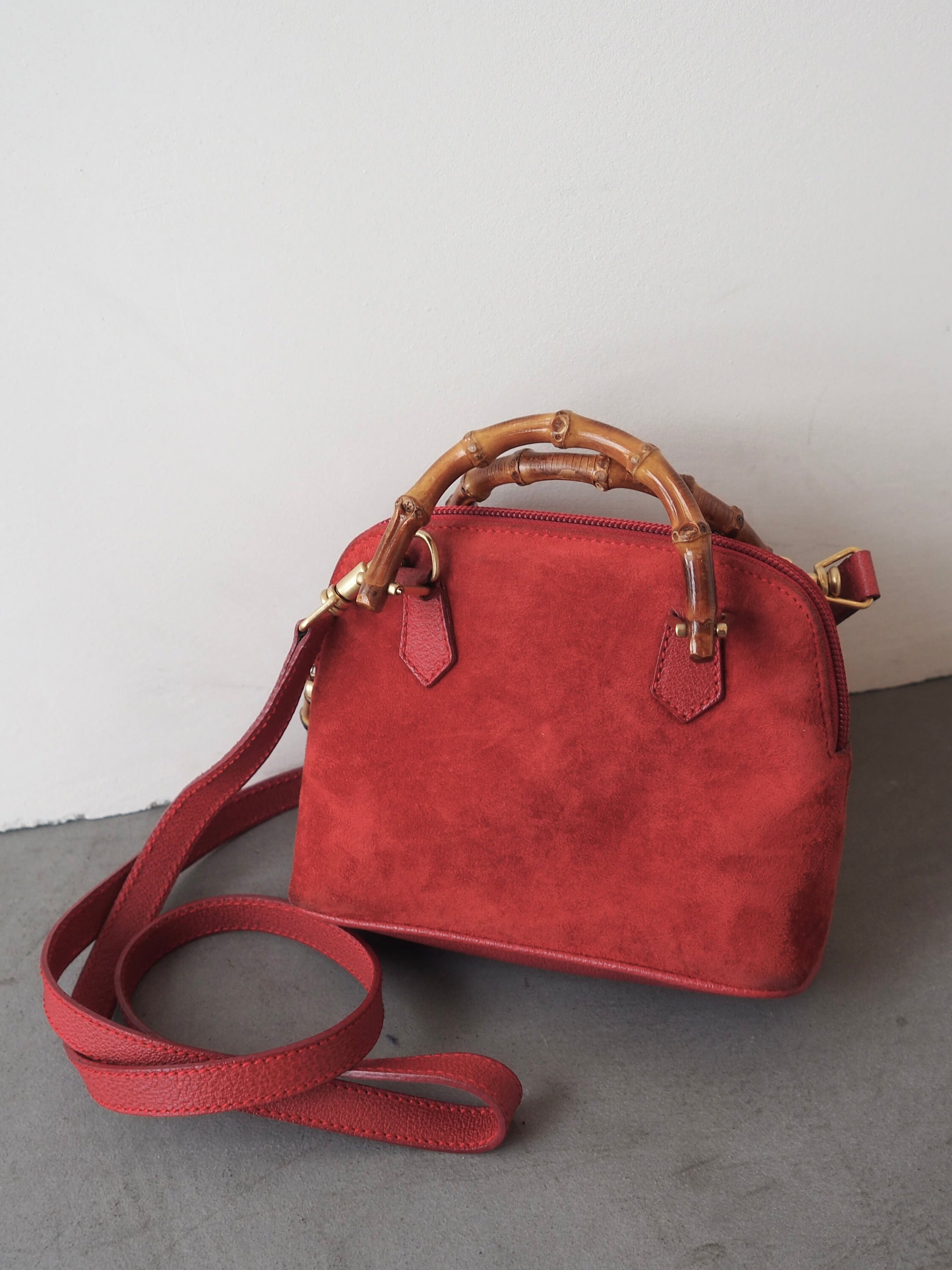 Gucci red deals suede bag