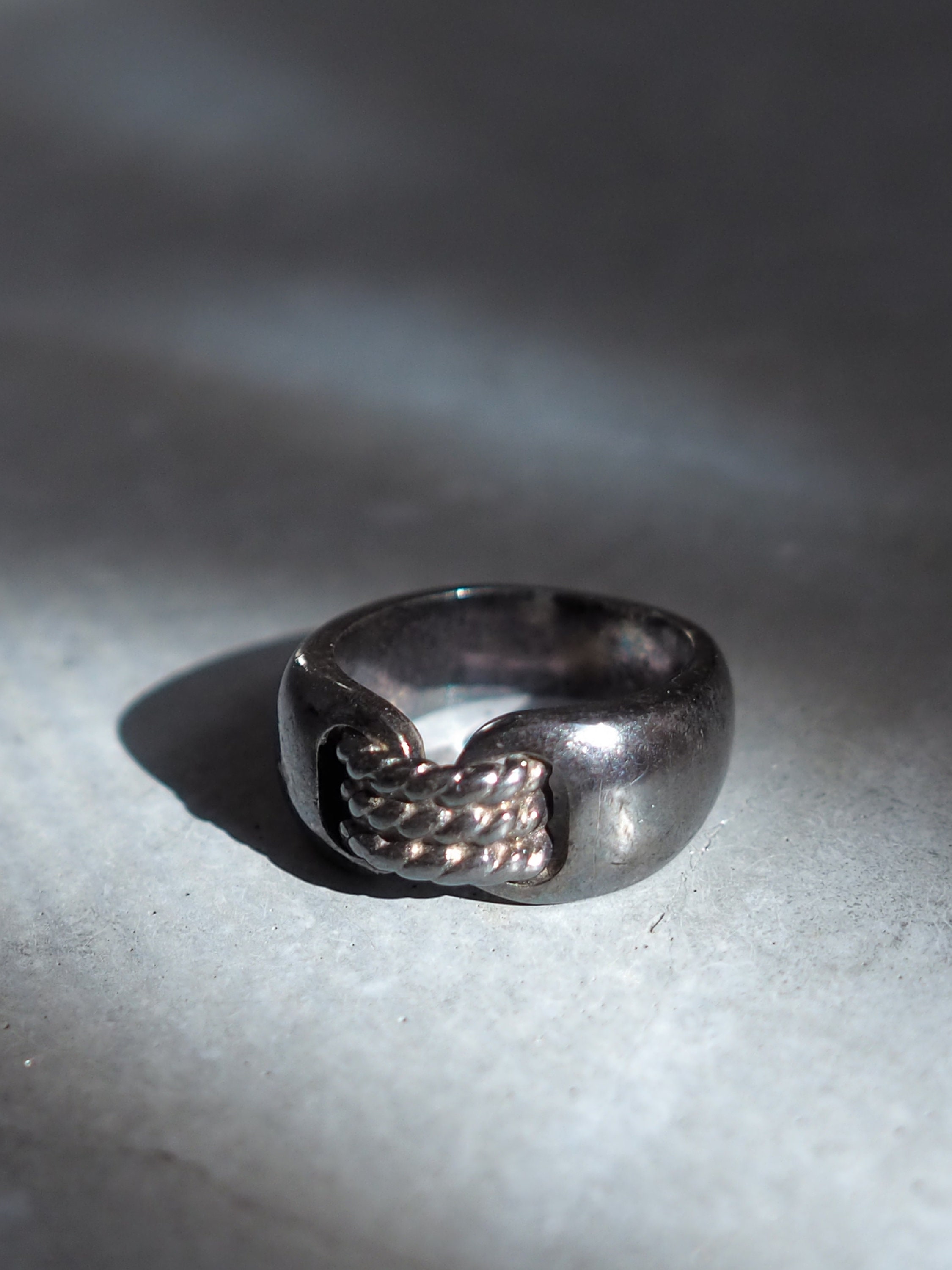 HERMES Suroit Rope Twist Ring SV 925 Silver Size 51 (US) 4.5