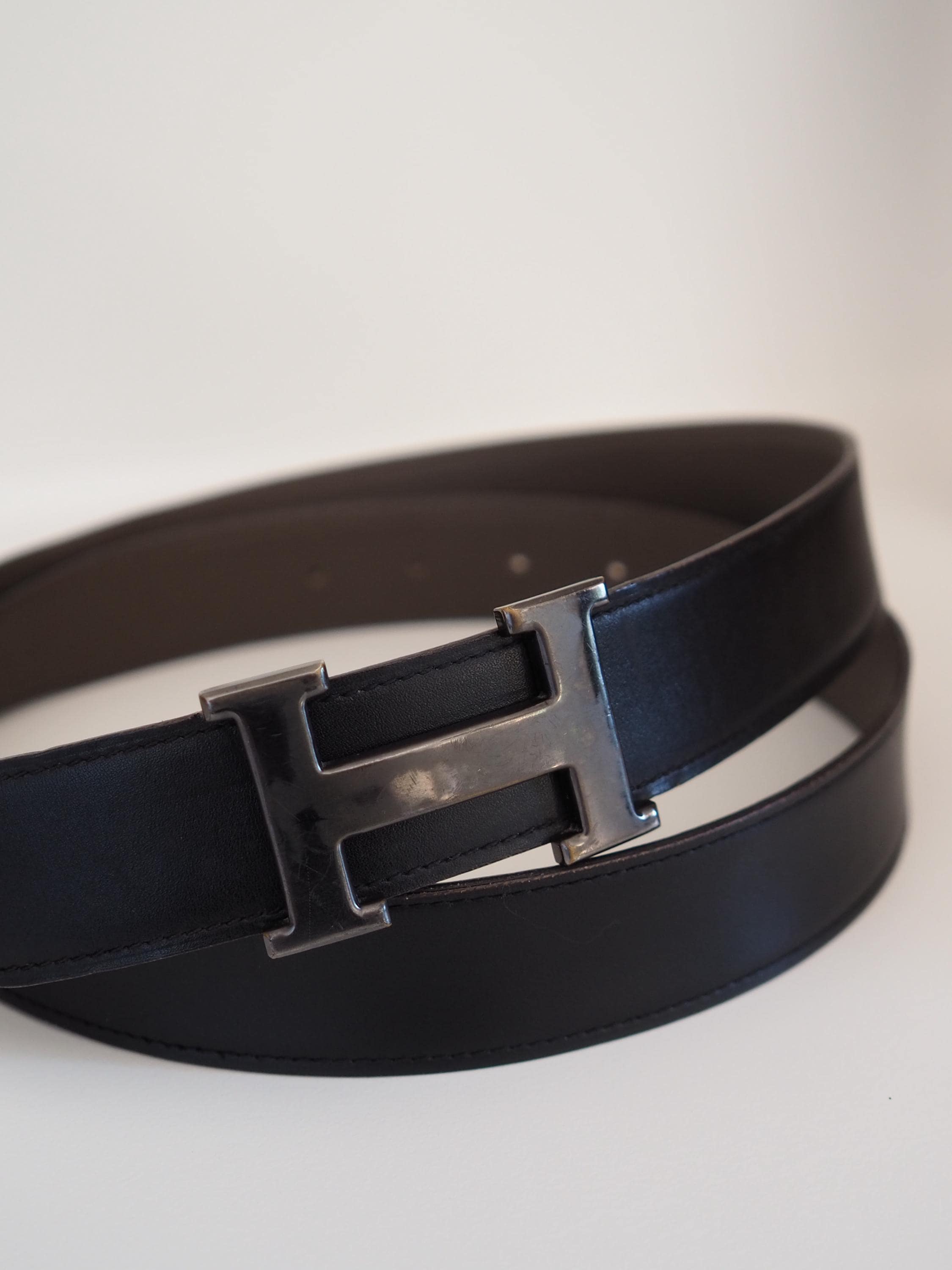 HERMES H Constance Belt Size 90 Black Brown Leather Silver HERMES H Constance Belt Size 90 Black Brown Leather Silver