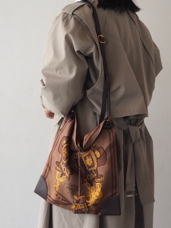 HERMES Silky City PM Shoulder Bag With Pouch Scarf Brown Silk Leather Vintage Authentic Etsy Israel