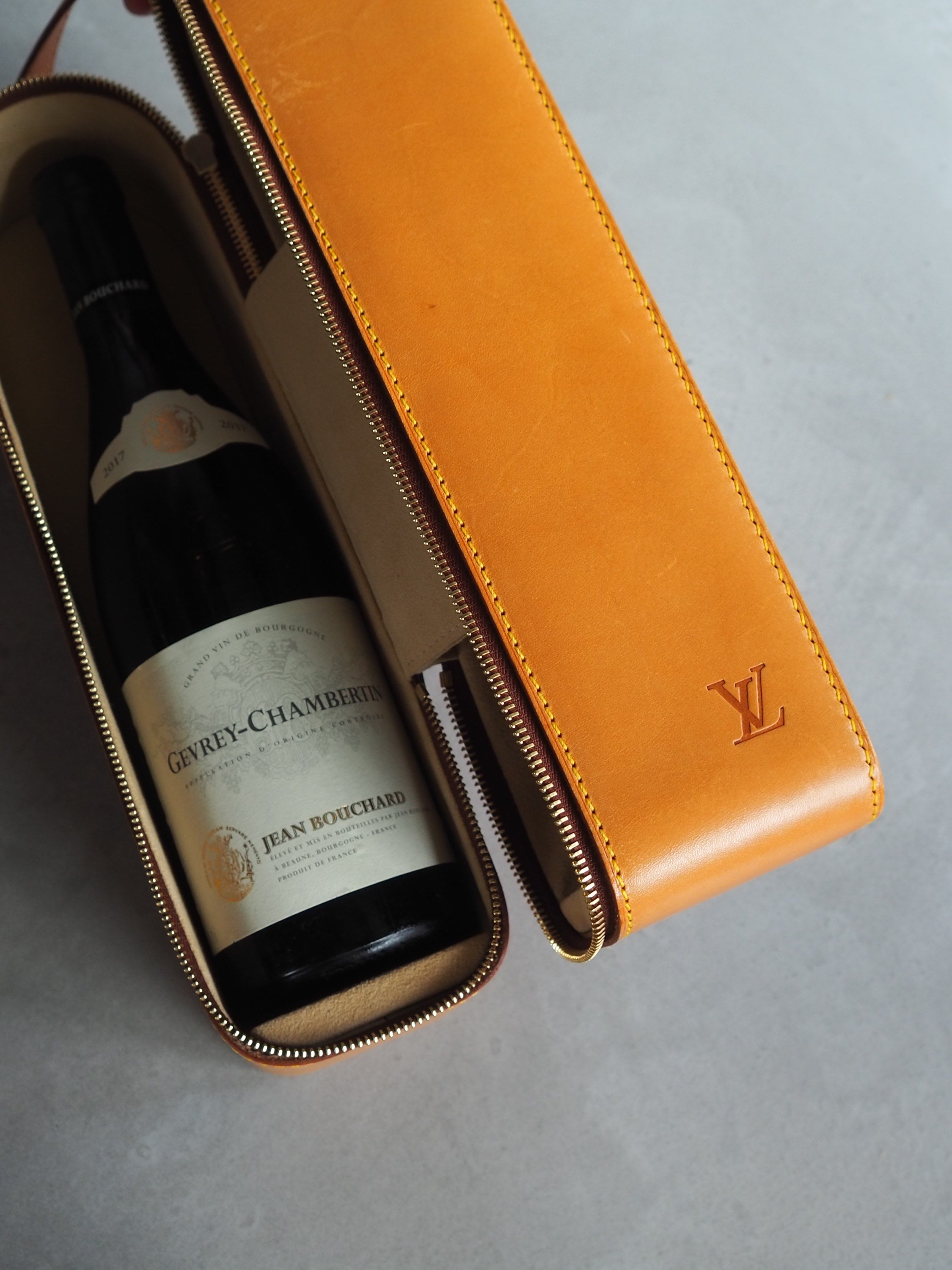 LOUIS VUITTON Vintage Natural Leather 90's Wine Carrier Bottle Bag/Case  Authentic