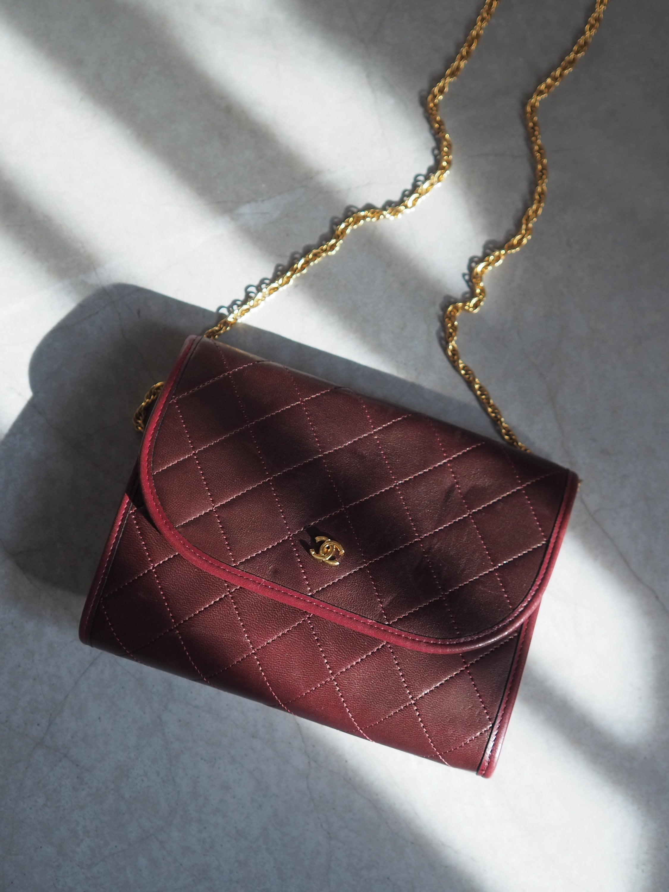 Buy CHANEL Mini Matelasse Quilted CC Chain Shoulder Bag Bordeaux Online in  India 