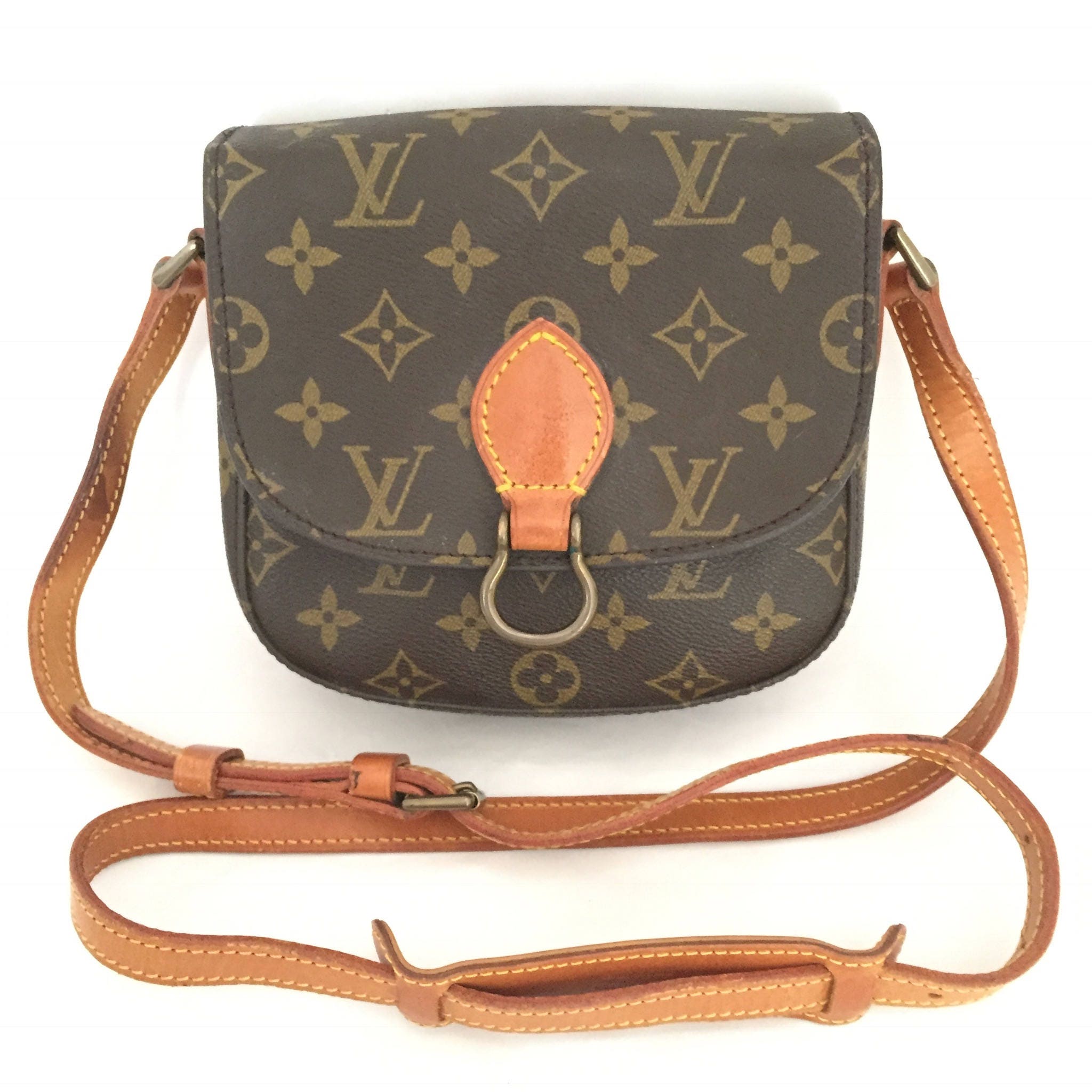 Louis Vuitton St. Cloud mm Women's Authentic Pre Owned Custom Painted Crossbody Bag Adjustable Strap Black, Brown Luxury Monogram Canvas Fringe