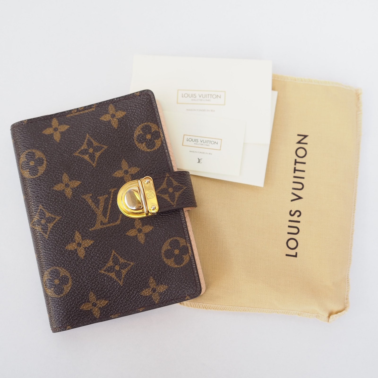 LOUIS VUITTON Miroir Small Monogram Embossed Ring Agenda Gold