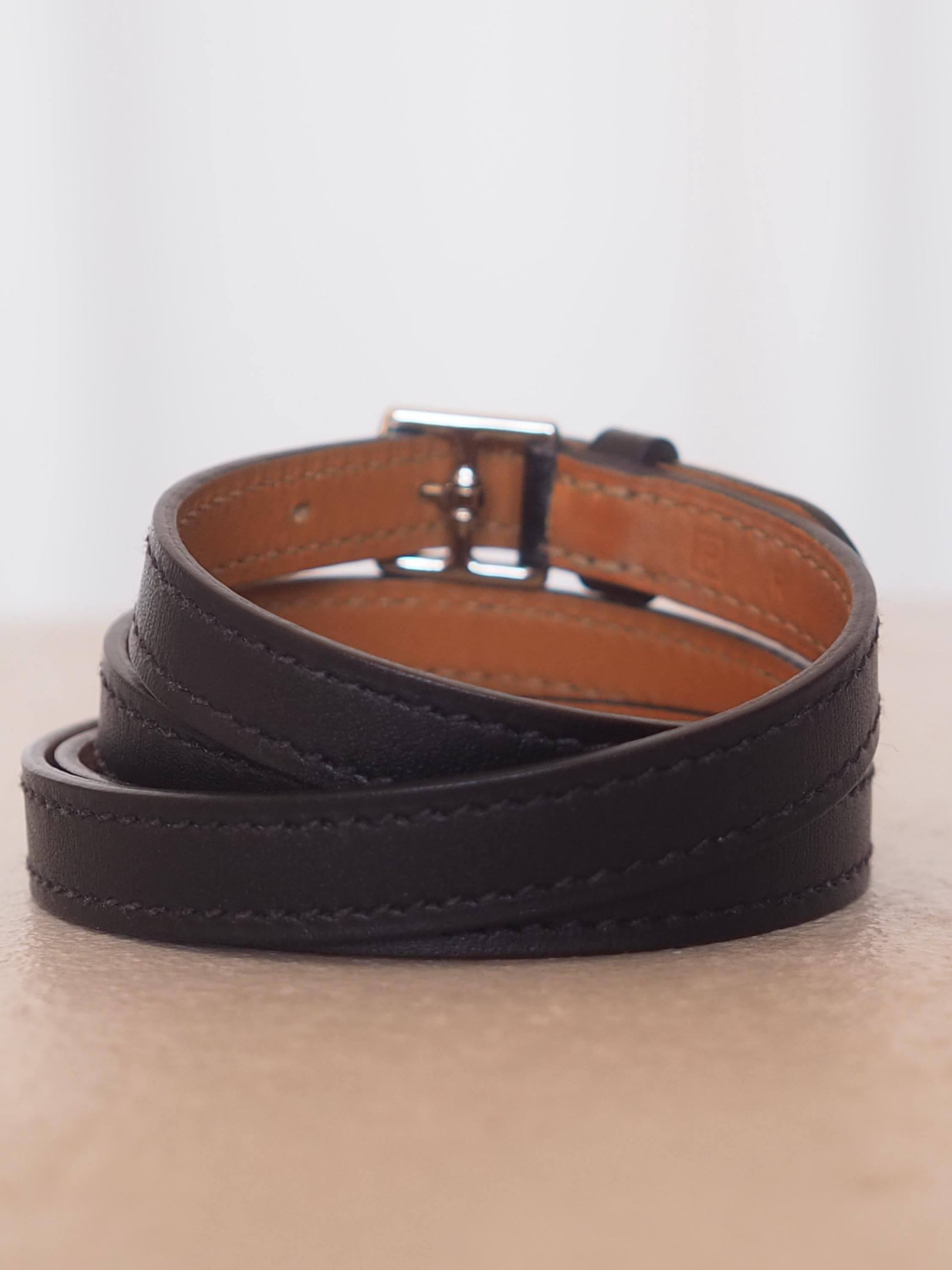 HERMÈS エトリヴィエール ブレスレット ブラック レザー シルバー