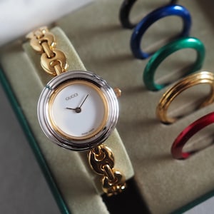 GUCCI Accessories Change Bezel 6 colors Bangle watch Wristwatch Gold Vintage Authentic