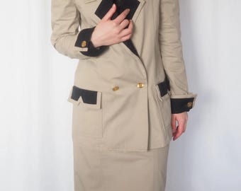 CHANEL Configuración Bicolor Beige Negro Vintage Auténtico