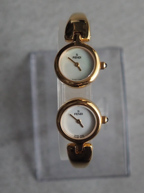 FENDI Double Face Watch Wristwatch Bangle Shell Dial 620L