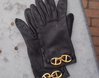 Hermes Black Soya Leather Gloves - Etsy