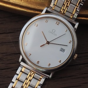 OMEGA DE VILLE Watch Quartz Silver Gold Color Stainless steel Men's Unisex Vintage Antique Authentic