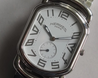 HERMES Rallye Small Seconds Watch Silver Whitevintage  display picture 3