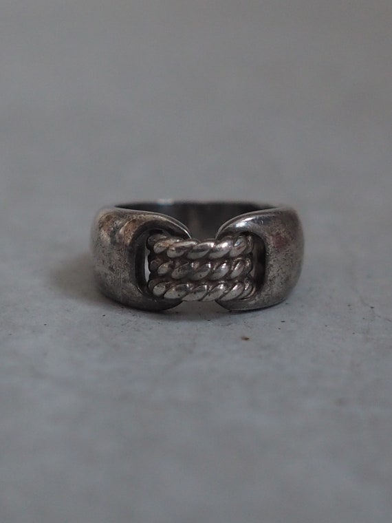 HERMES Suroit Rope Twist Ring SV 925 Silver Size 51 (US) 4.5
