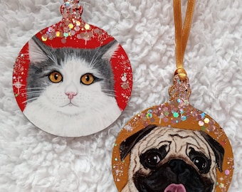 Christmas Pet ornament hand painted