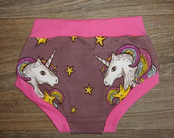 Kid's size 6 Scrundies rainbow unicorns w/ hot pink bands
