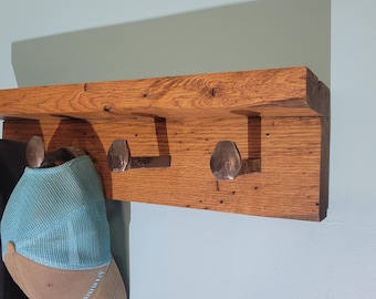 Rail Spike Barnwood Coat Rack: Rustic Farmhouse Shelf Decor