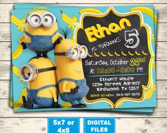 minions invitation minions printable minion birthday etsy