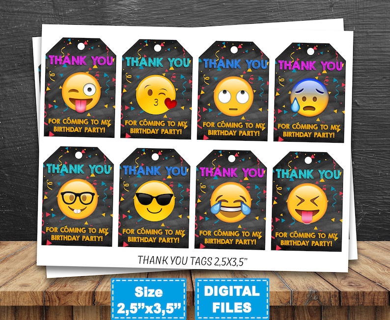 Emoji thank you tags emoji tags emoji birthday emoji tag Etsy