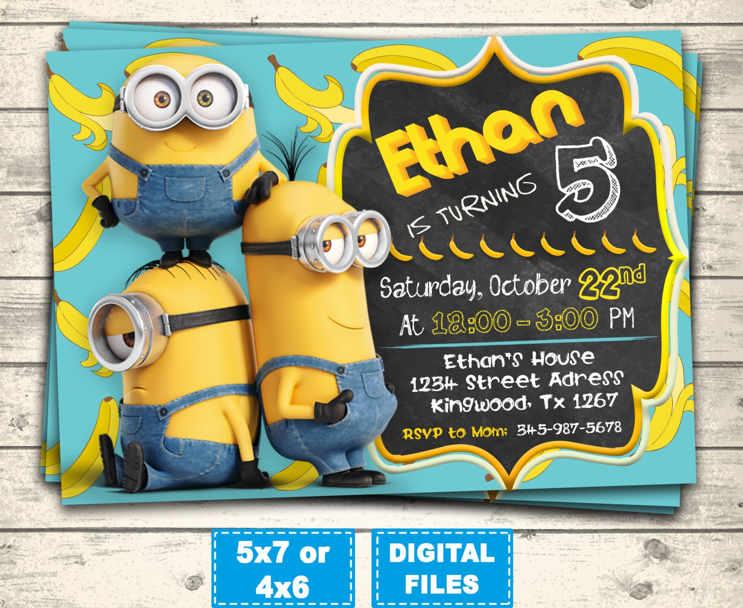 Minions invitation minion birthday invitations minions party | Etsy