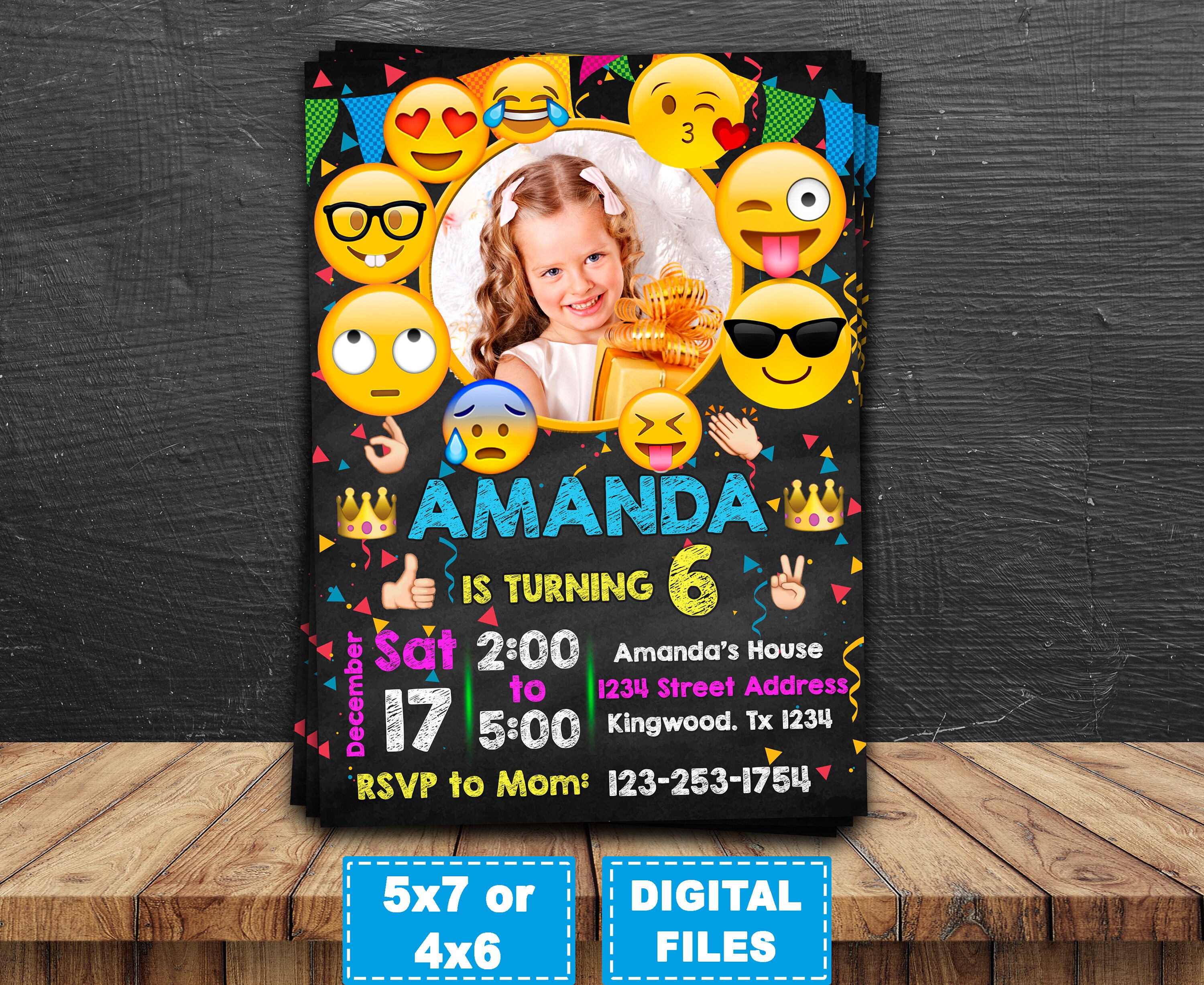 Emoji invitation emoji birthday invitation emoji birthday | Etsy