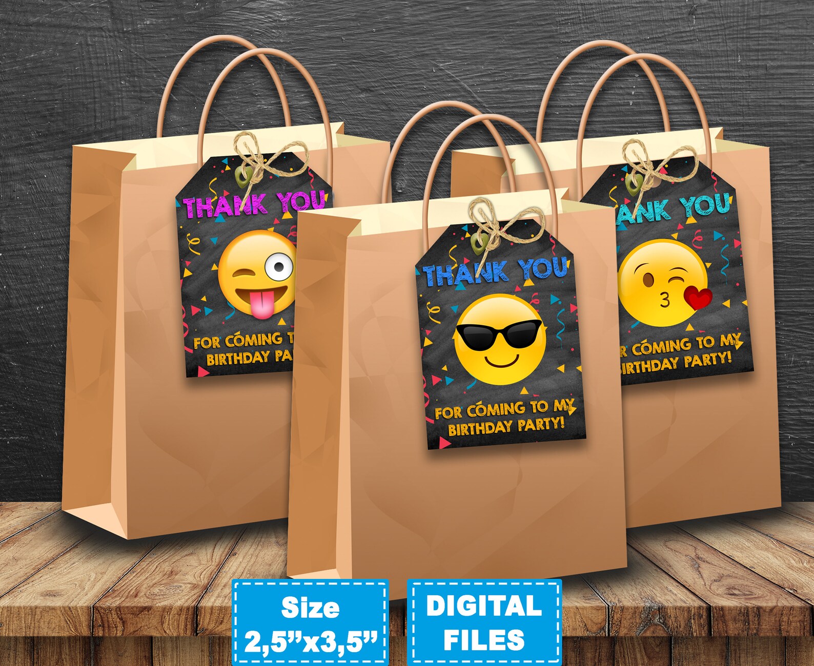 Emoji Thank You Tags Emoji Tags Emoji Birthday Emoji Tag Etsy