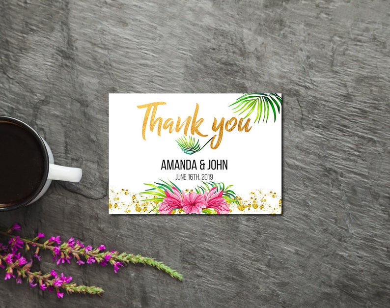 Gold Tropical Wedding Invitation Tropical Printable Wedding Etsy