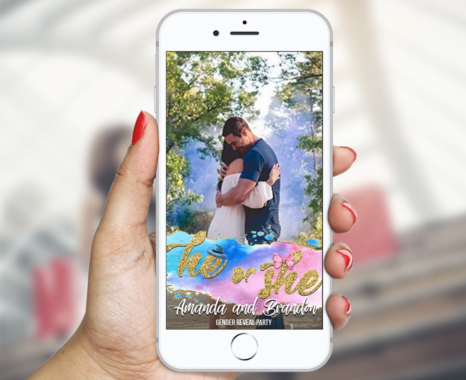 Gender Reveal Snapchat Filter He or She Snapchat Geofilter Etsy