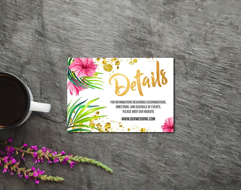 Gold Tropical Wedding Invitation Tropical Printable Wedding Etsy