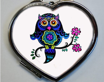 OWL Pocket mirror heart shape