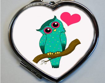 OWL Pocket mirror heart heart shape