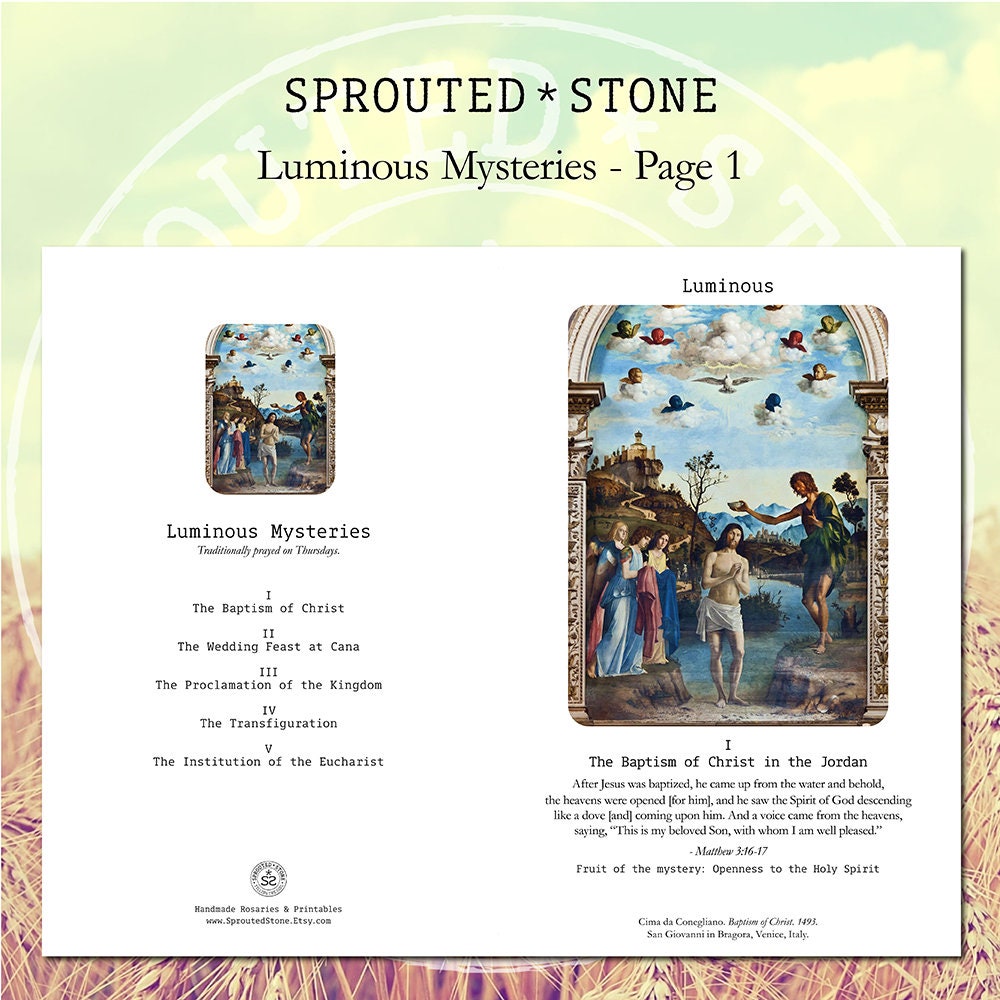 The Luminous Mysteries (mysteries of the Rosary Meditation Cards) - Etsy
