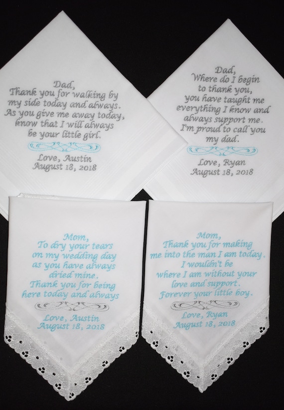 4 handkerchief Wedding Gifts For Both Parents