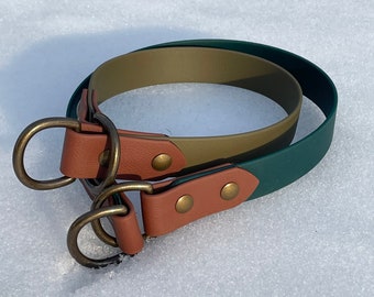 Dog Slip Collar - TWO COLOR TONE - 3/4" Wide or 1" Wide - Biothane - Waterproof - Custom