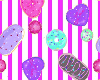 Donuts on Stripes Valentine seamless design