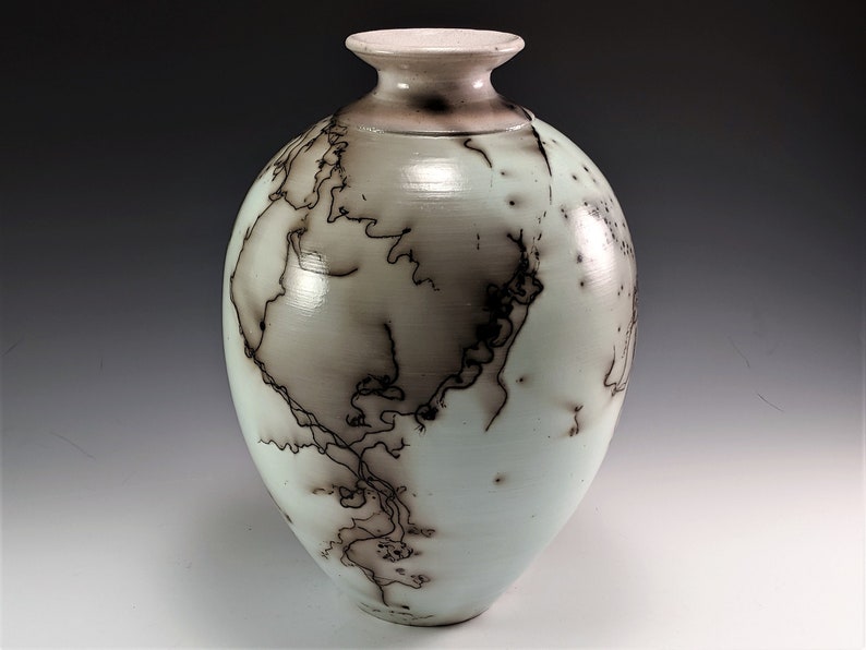 Robins Egg Blue Horse Hair Vase Raku