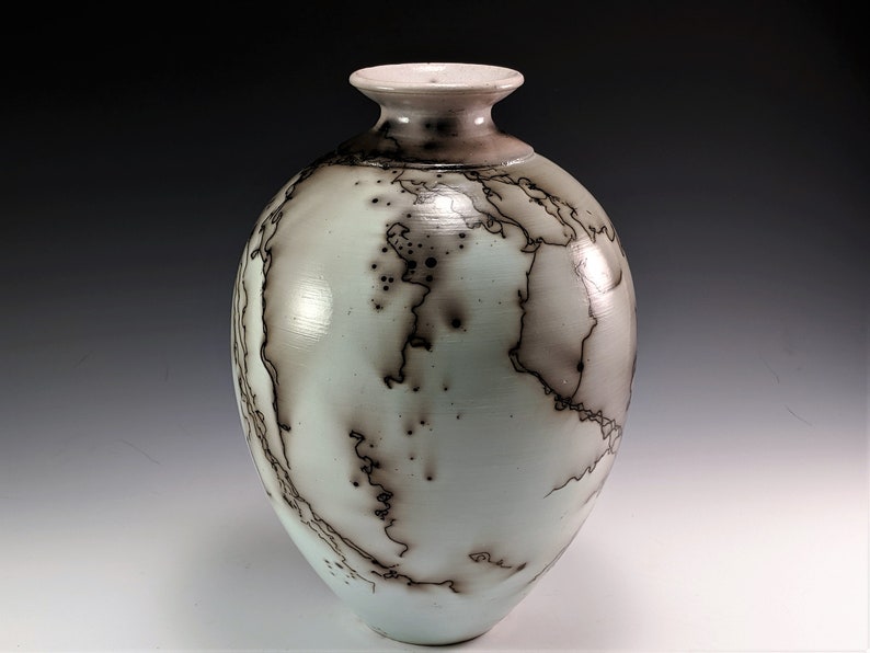 Robins Egg Blue Horse Hair Vase Raku