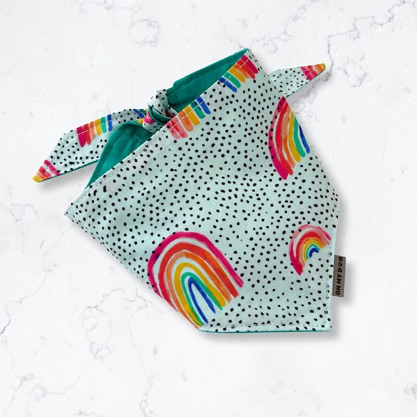 Rainbows & Spots Dog Bandana | Dog Neckerchief | Handmade