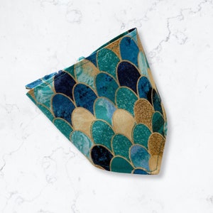 Turquoise Mermaid Scales Dog Bandana | Dog Neckerchief | Handmade