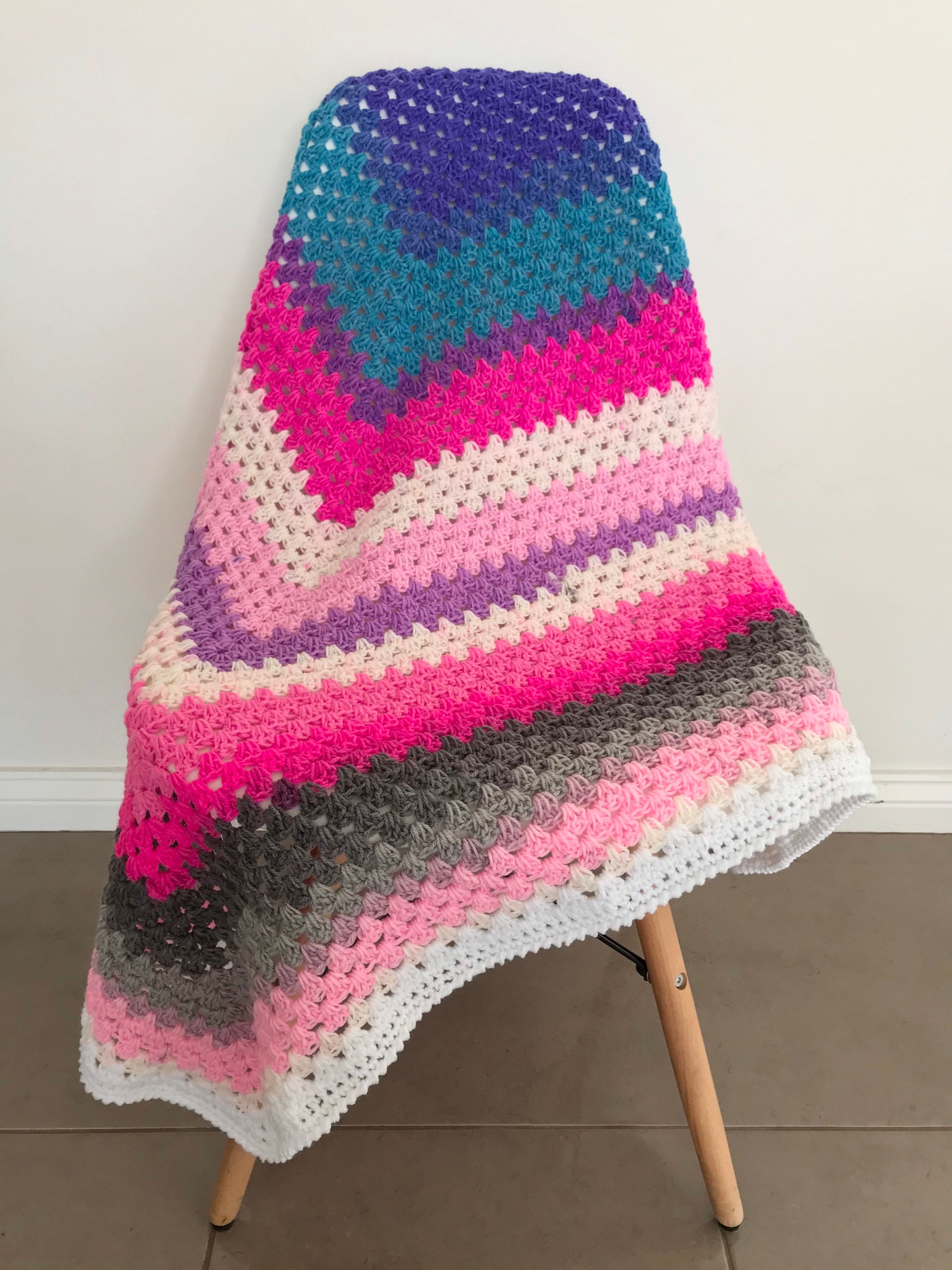 Crochet blanket ready to ship handmade Etsy