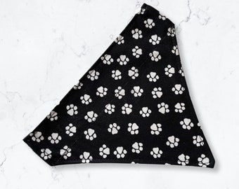 Black Paw Prints Dog Bandana | Dog Neckerchief | Handmade