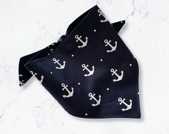 Navy Anchors Dog Bandana | Dog Neckerchief | Handmade