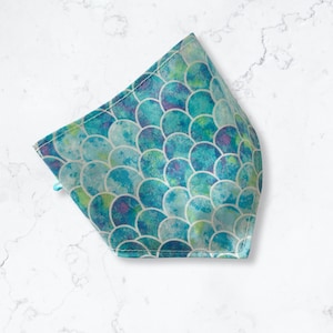 Blue Mermaid Scales Dog Bandana | Dog Neckerchief | Handmade