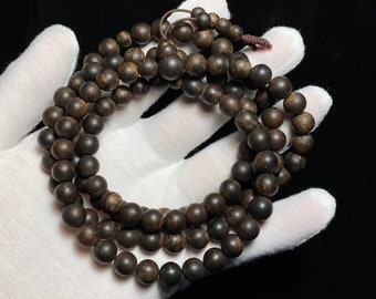 Black Kynam Agarwood Bracelet/Necklace/Mala/Prayer Beads from Vietnam Nha Trang, 8mm 41.1g 100% Sinking