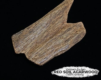 100% Sinking Red Soil Agarwood Piece from Vietnam Fu Sen, 17.2g