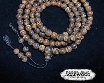 100% Sinking Agarwood Mala/Bracelet/Necklace from Indonesia Tarakan, 7mm 22.1g